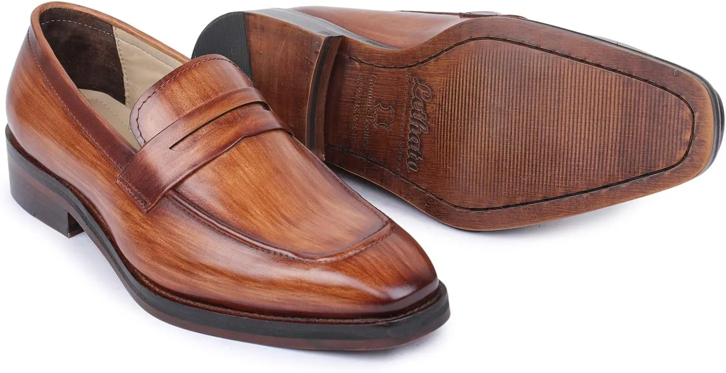 Men's Handcrafted Genuine Leather Penny Slip-On Leather Lined Loafer