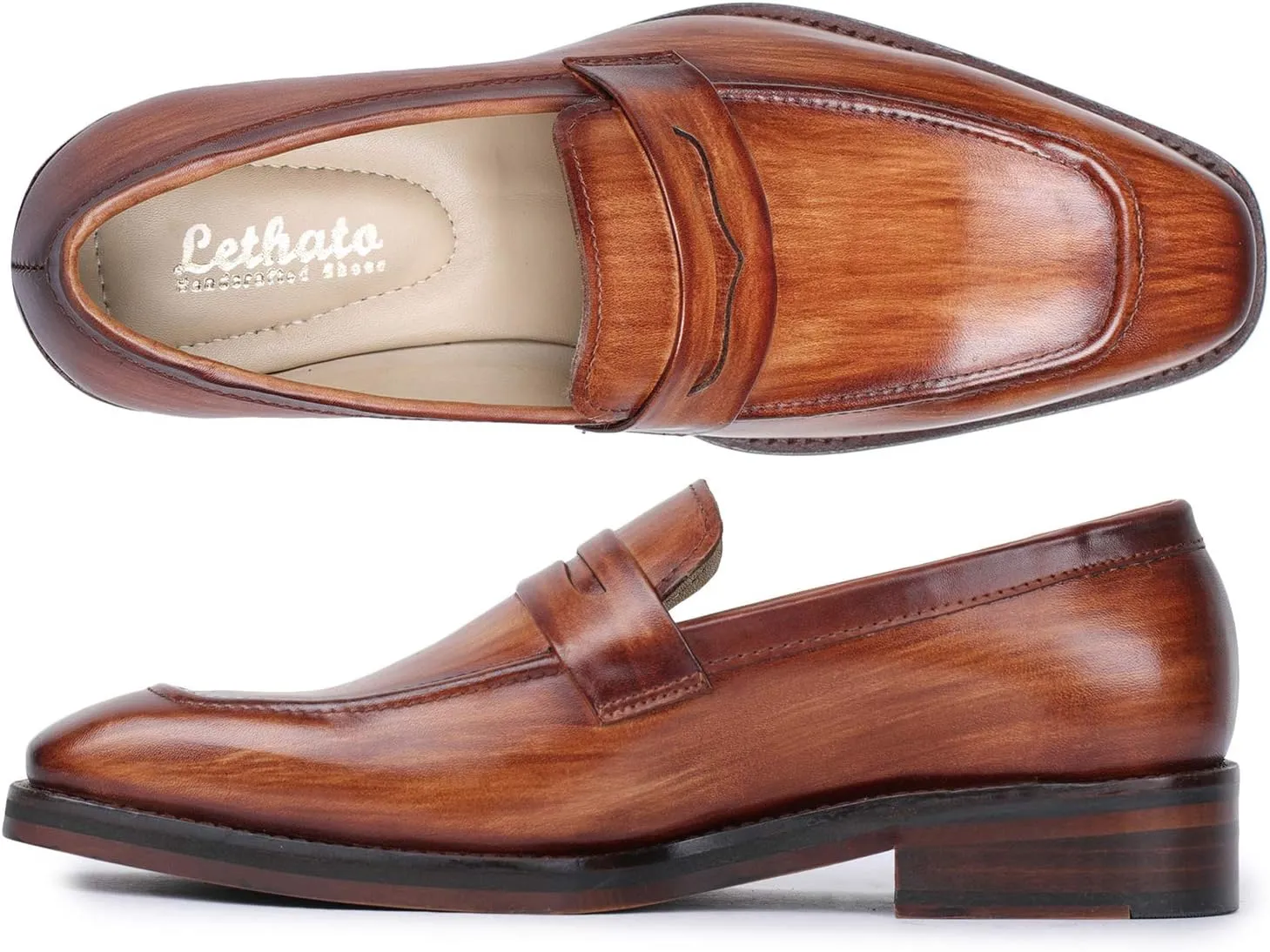 Men's Handcrafted Genuine Leather Penny Slip-On Leather Lined Loafer