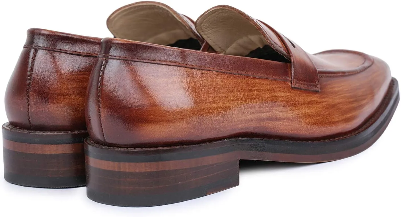 Men's Handcrafted Genuine Leather Penny Slip-On Leather Lined Loafer