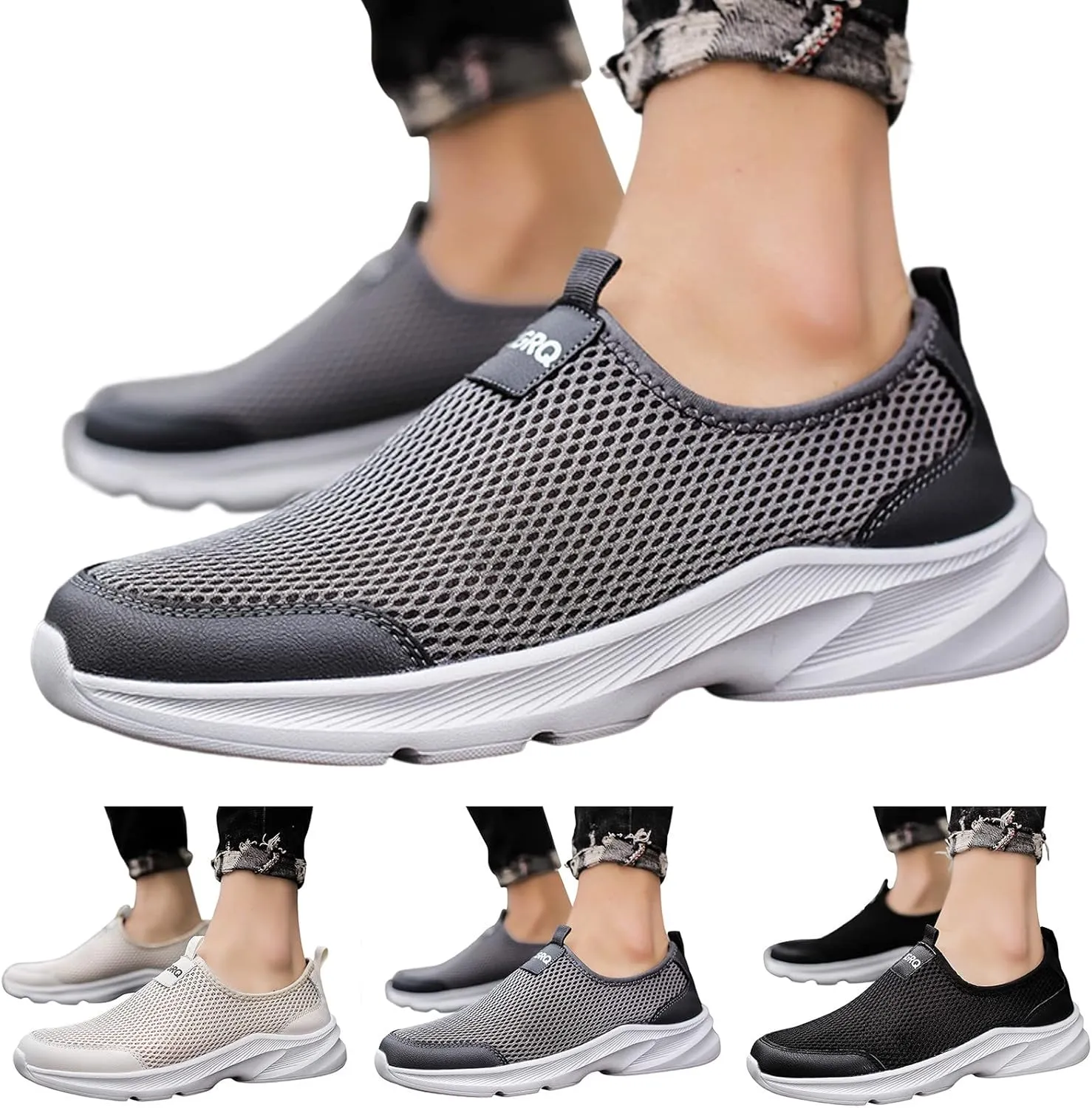 Mens Minimalist Shoes Simple Solid Color Slip-on Loafers Non Slip Recovery Shoes Lightweight Classic Sneaker