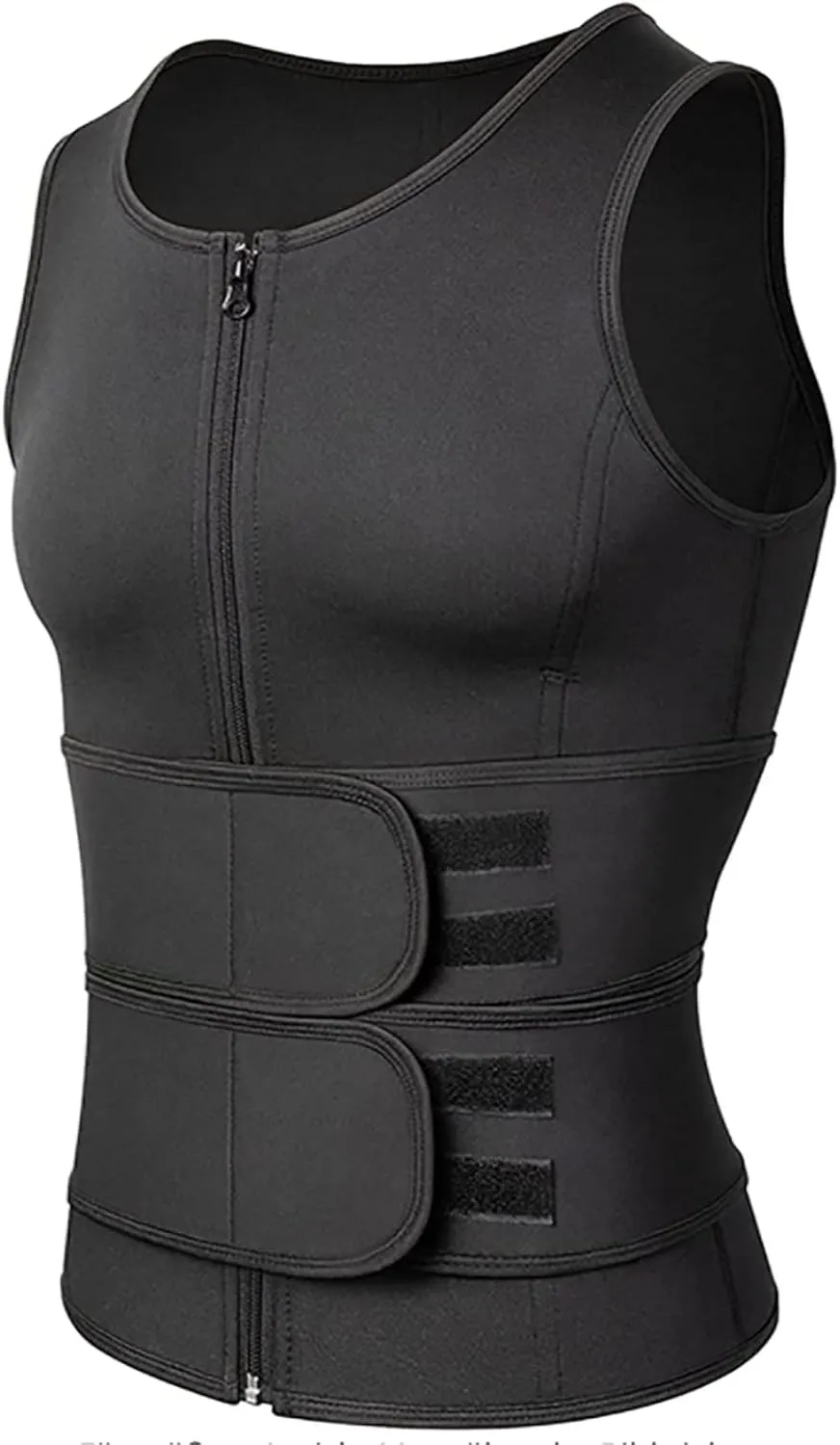 Men's Reducing Shapewear Thermal Shirt Sauna Compression Neoprene Waist Vest Lumbar Sports Shapewear Men's Waist Trainer Sauna Suits (Color : Black, Size : XX-Large)