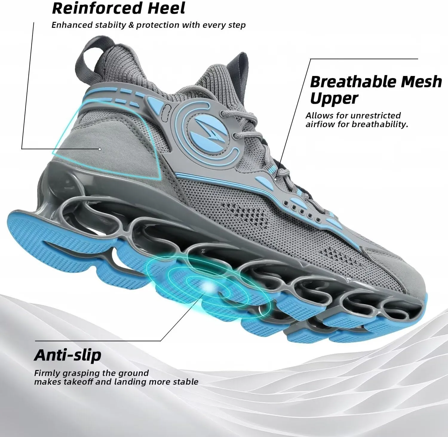 Men's Running Shoes Fashion Sneakers Breathable Blade Non Slip Walking Shoes Gym Sport Trainer Athletic