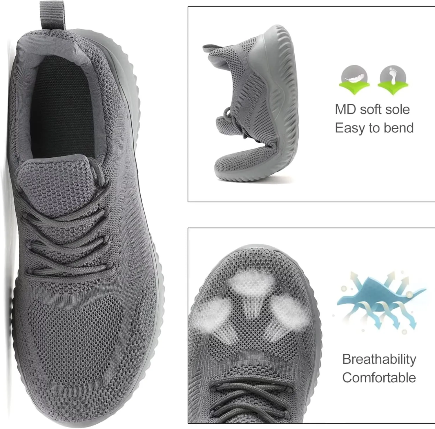 Mens Running Shoes Slip on Walking Tennis Sneakers Lightweight Breathable Mesh Workout Casual Sports Shoes Soft Sole
