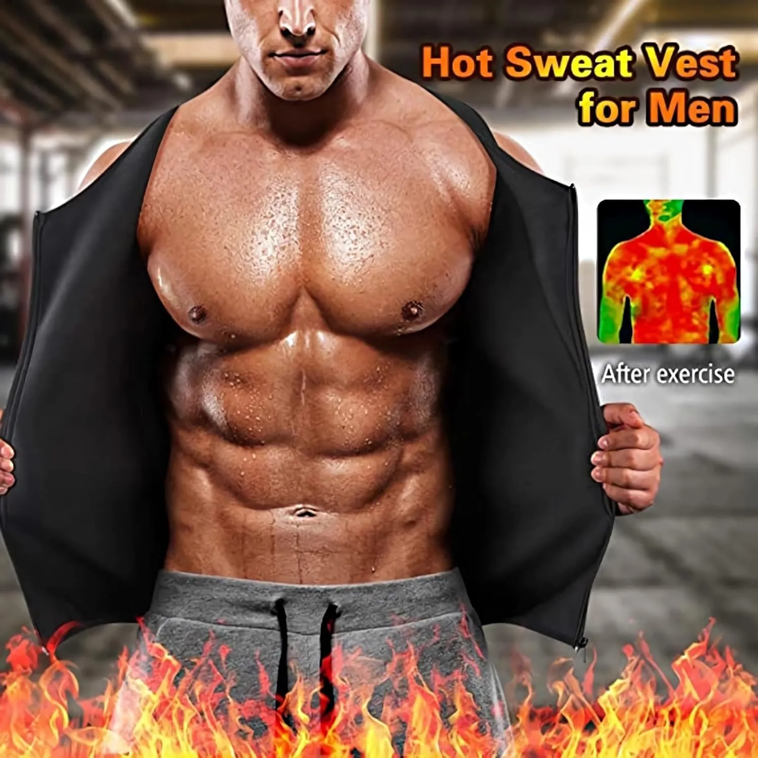 Men's Sauna Waist Trainer Vest Sweat Vest with Trimmer Belt Workout Tank Top Weight Loss Body Shaper​