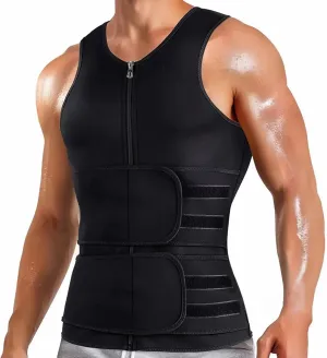 Men's Sauna Waist Trainer Vest Sweat Vest with Trimmer Belt Workout Tank Top Weight Loss Body Shaper​