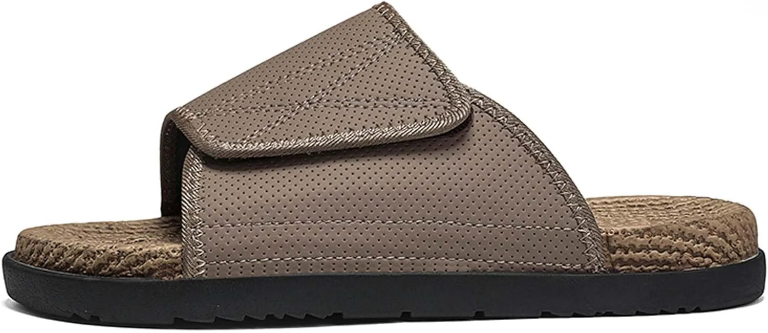 Men's Slide Sandals Summer Anti-Slip Breathable Beach Flip-Flops Comfortable Thick Sole Home Open-Toe Shower Clogs Large Size 6-14