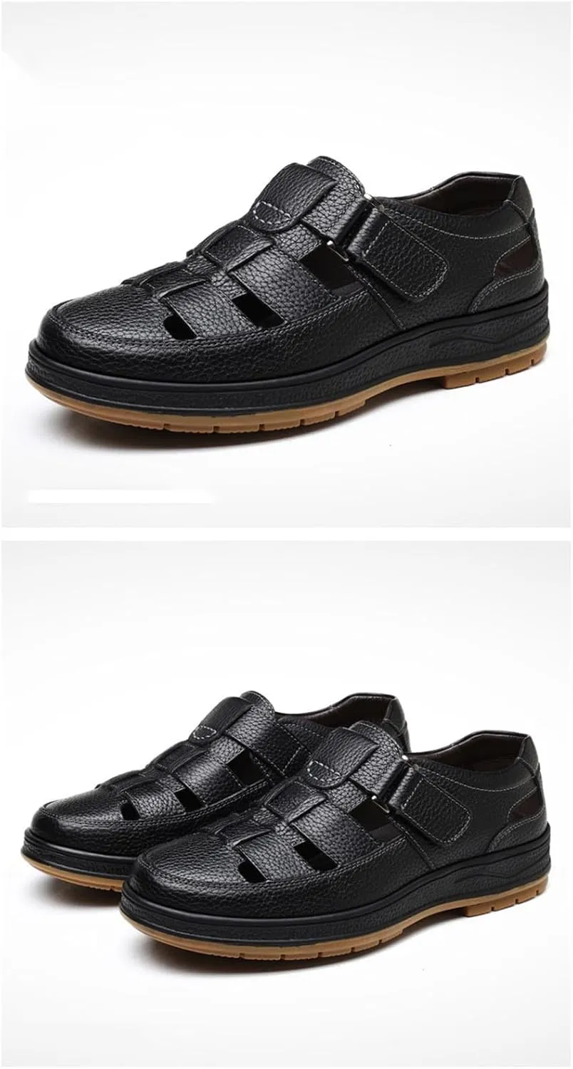 Men's Sneakers Men's Leather Breathable Hollow Casual Leather Shoes