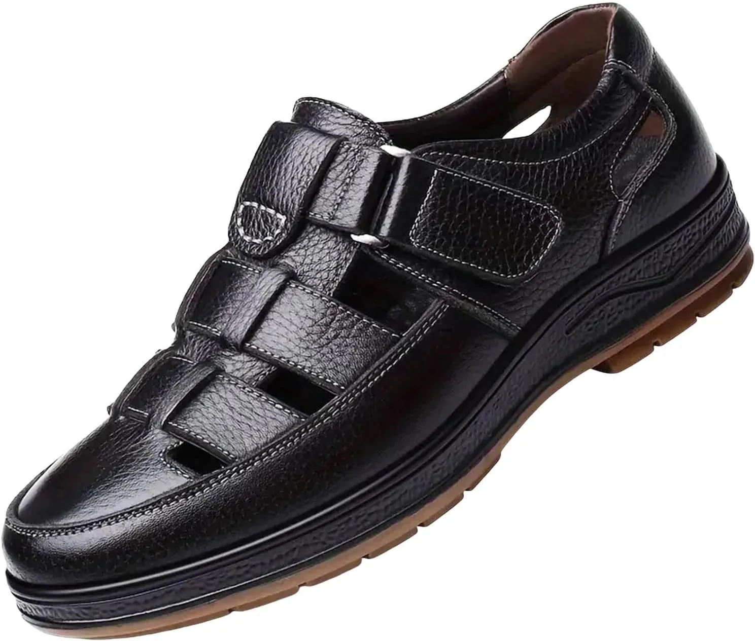 Men's Sneakers Men's Leather Breathable Hollow Casual Leather Shoes