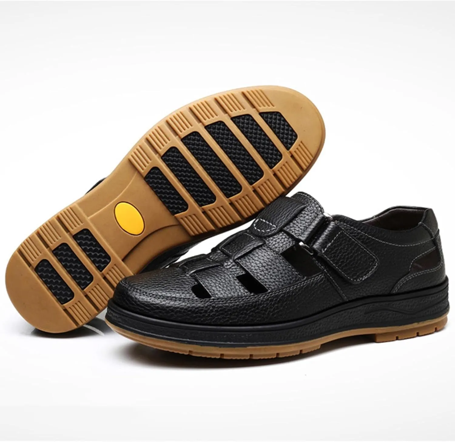Men's Sneakers Men's Leather Breathable Hollow Casual Leather Shoes