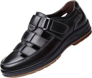 Men's Sneakers Men's Leather Breathable Hollow Casual Leather Shoes