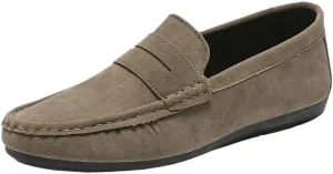 Mens Suede Loafers Vamp Driving Loafers Apron Toe Moccasins Anti-Slip Lightweight Flat Heel Anti-Slip Classic Walking Slip-On Smoking Loafers