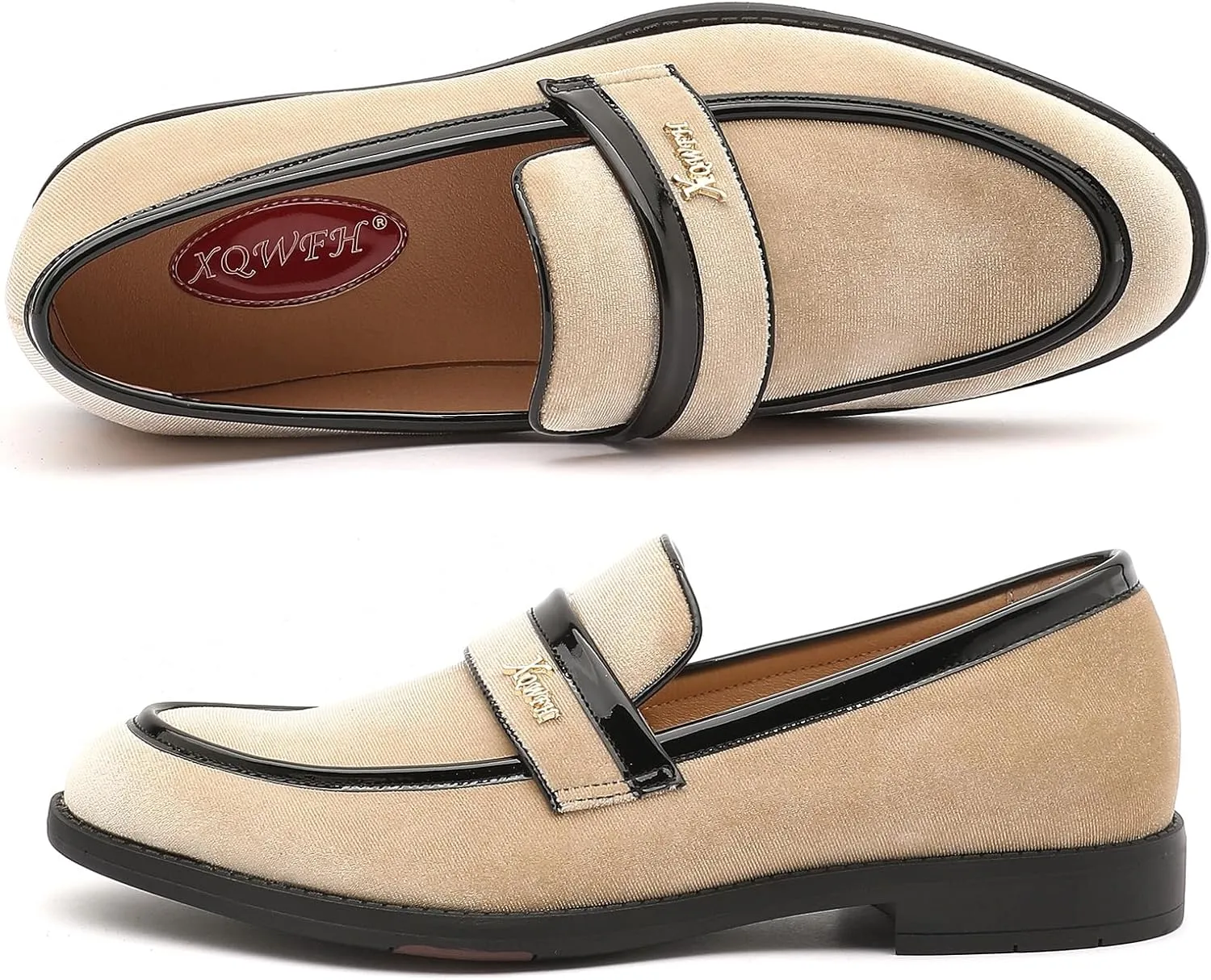 Mens Velvet Loafers, Men's Fashion Mens Dress Shoes Classic Loafers for Wedding Party Penny Dancing,Slip-On Flats Smoking Slippers Prom