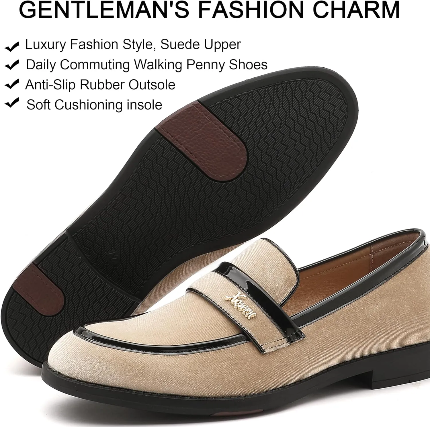 Mens Velvet Loafers, Men's Fashion Mens Dress Shoes Classic Loafers for Wedding Party Penny Dancing,Slip-On Flats Smoking Slippers Prom