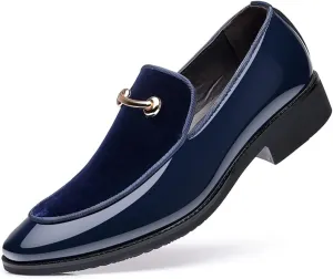 Men's Velvet Patent Leather Slip-on Dress Shoes Business and Parties Formal Events Smoking Slippers Loafers