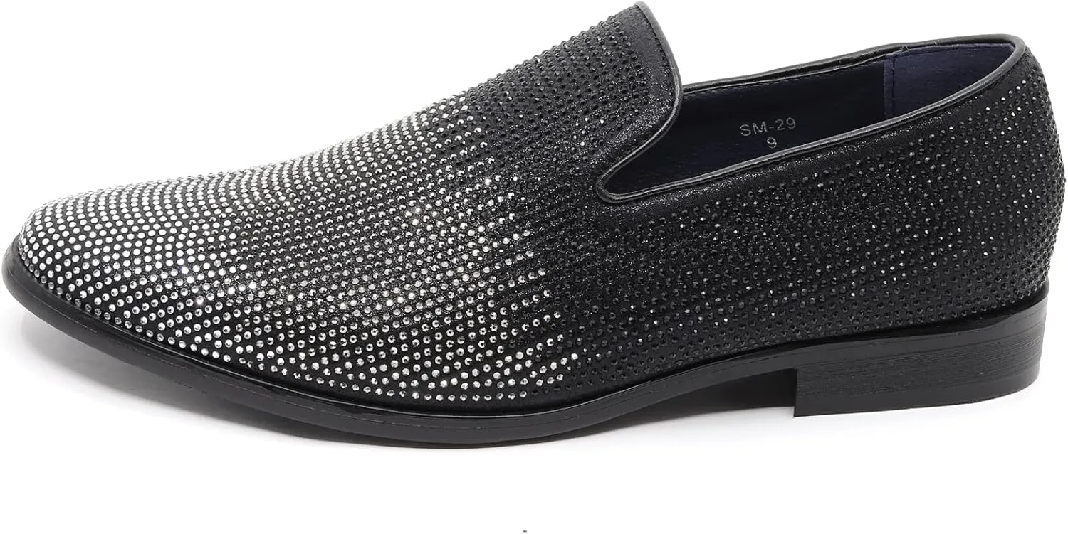 Men's Vintage Rhinestone Designer Classic Smoking Dress Tuxedo Loafers Slip On Shoes SM-29