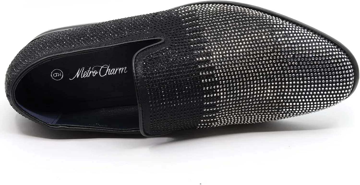 Men's Vintage Rhinestone Designer Classic Smoking Dress Tuxedo Loafers Slip On Shoes SM-29