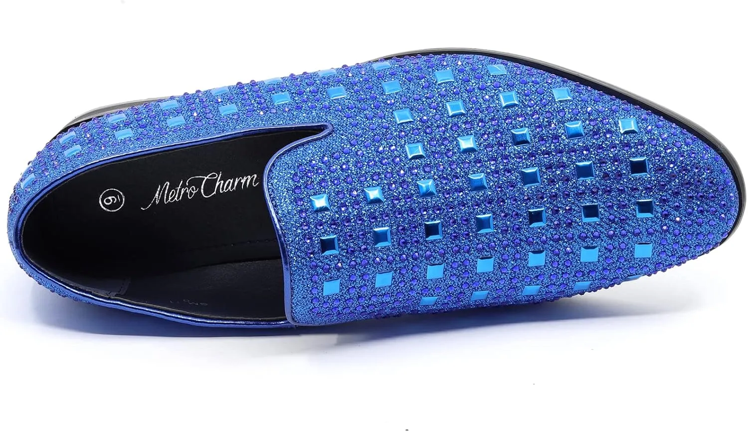 Men's Vintage Studded Rhinestone Designer Classic Smoking Dress Tuxedo Loafers Slip On Shoes SM-11
