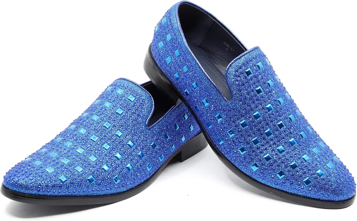 Men's Vintage Studded Rhinestone Designer Classic Smoking Dress Tuxedo Loafers Slip On Shoes SM-11