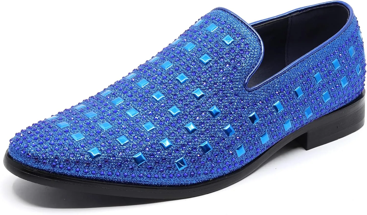 Men's Vintage Studded Rhinestone Designer Classic Smoking Dress Tuxedo Loafers Slip On Shoes SM-11