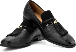 Men's Vintage Velvet Embroidery Noble Loafer Shoes Slip-on Loafer Smoking Slipper Tassel Loafer