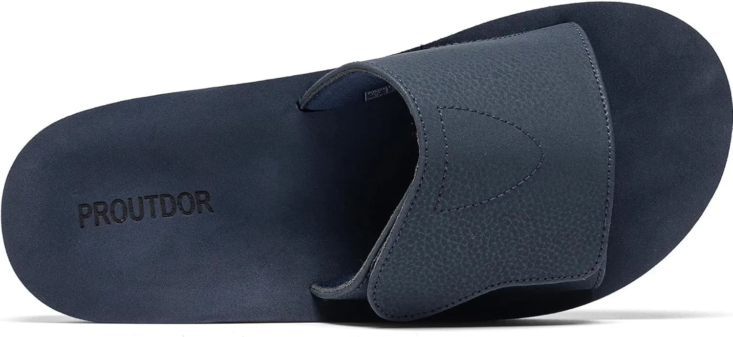 Men's Wide Slide Ergonomic Sandals Fully Adjustable Strap & Comfort Fit Orthotic Arch Support Athletic Sandals with Soft Cushion Footbed
