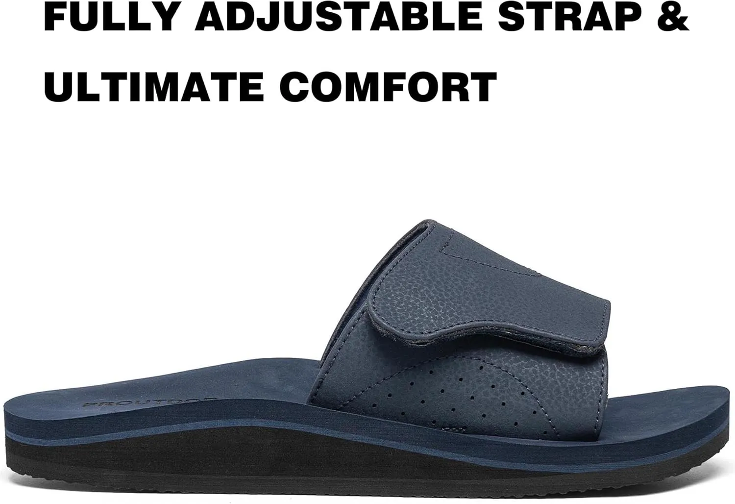 Men's Wide Slide Ergonomic Sandals Fully Adjustable Strap & Comfort Fit Orthotic Arch Support Athletic Sandals with Soft Cushion Footbed