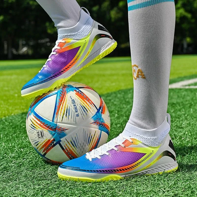 Men's Womens Turf Trainer Soccer Sport Flexible Athletic Lace Up Light Weight Outdoor Cleats Football Soccer Shoes