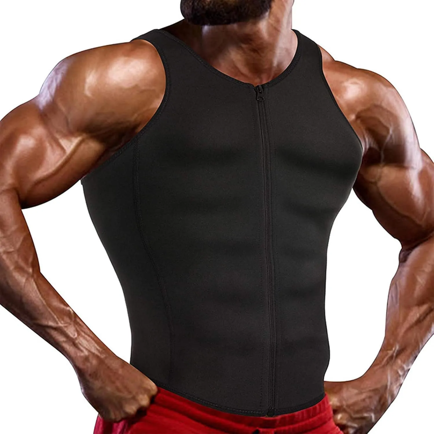 Men's Zipper Waist Trainer Trimmer Vest, Adjustable Body Shaping Tummy Tuck Vest, Compression Breathable Vests