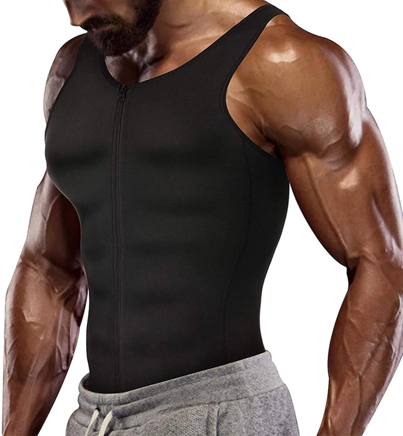 Men's Zipper Waist Trainer Trimmer Vest, Adjustable Body Shaping Tummy Tuck Vest, Compression Breathable Vests