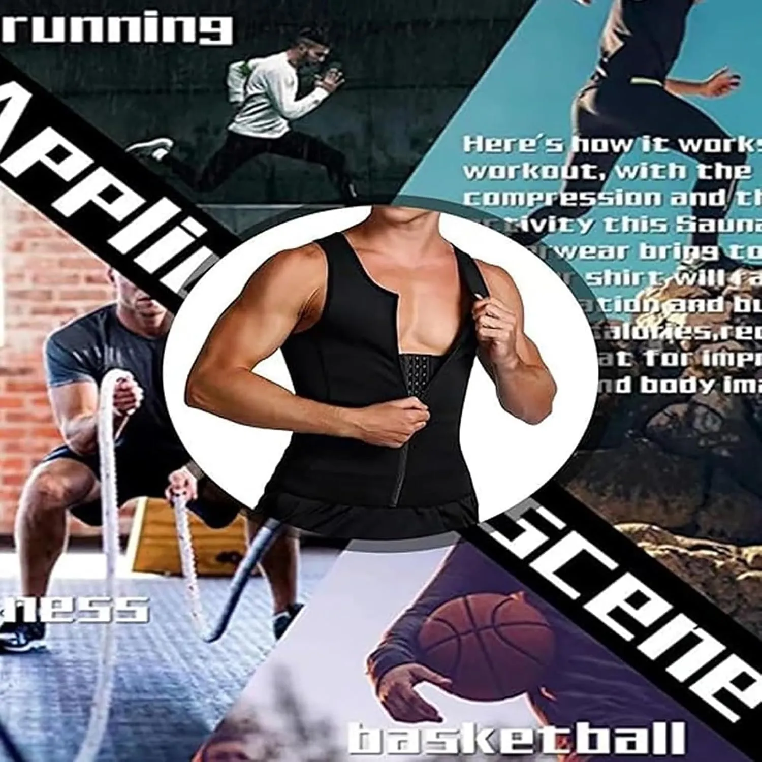 Men's Zipper Waist Trainer Trimmer Vest, Sleeveless Slimming Compression Undershirts, Men Sauna Vest Sweat Waist Trainer 1Pcs