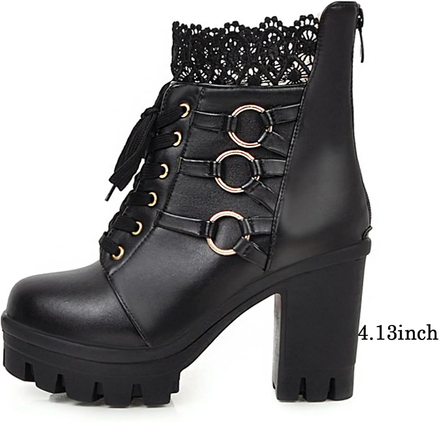 MEOTINA Goth Chunky Platform Boots for Women High Heel Black Ankle Booties Rivets Punk Combat Boot Shoes