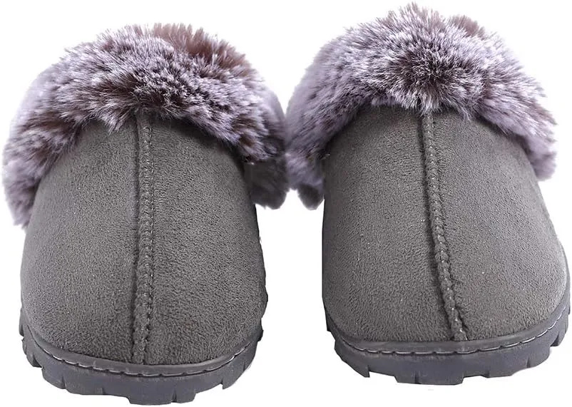 Millffy Women's Faux Fur Clog Comfy Slides Furry Soft Indoor Memory Foam Moccasin Slippers