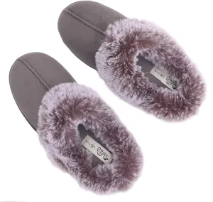 Millffy Women's Faux Fur Clog Comfy Slides Furry Soft Indoor Memory Foam Moccasin Slippers