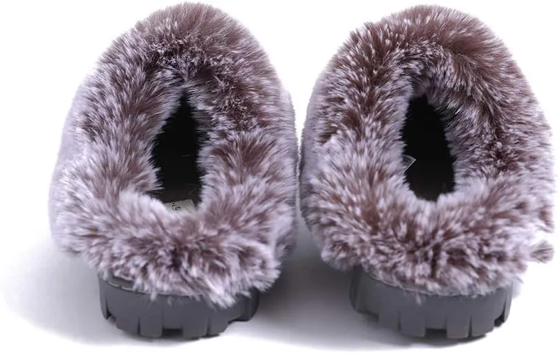 Millffy Women's Faux Fur Clog Comfy Slides Furry Soft Indoor Memory Foam Moccasin Slippers