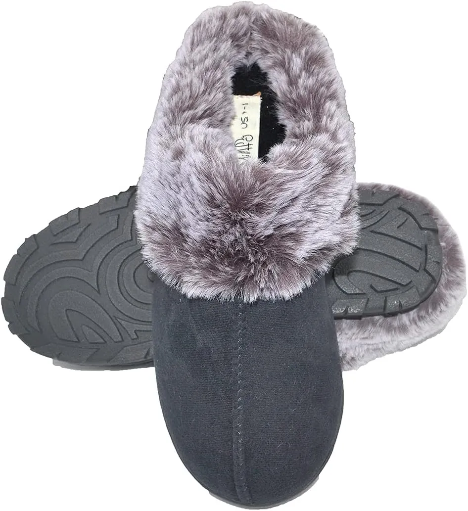 Millffy Women's Faux Fur Clog Comfy Slides Furry Soft Indoor Memory Foam Moccasin Slippers