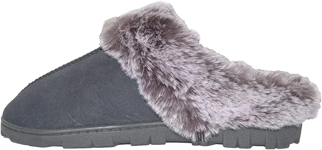 Millffy Women's Faux Fur Clog Comfy Slides Furry Soft Indoor Memory Foam Moccasin Slippers