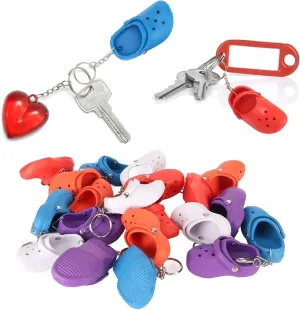 Mini Slipper Keychain, 20pcs Cute Hole Shoes Keyring Novelty Silicone Assorted Colors Shoe Keychain for Handbag Wall Door Bag Backpack Decor Accessories 7.5 x 3.6cm, One Color, One Size