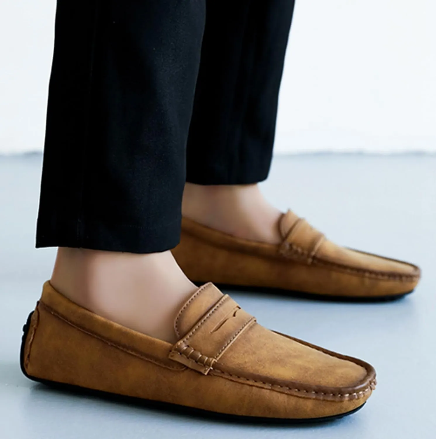 Minishion Boys Mens Casual Shoes Slip on Loafers Walking Driving Moccasins with Buckle YY001