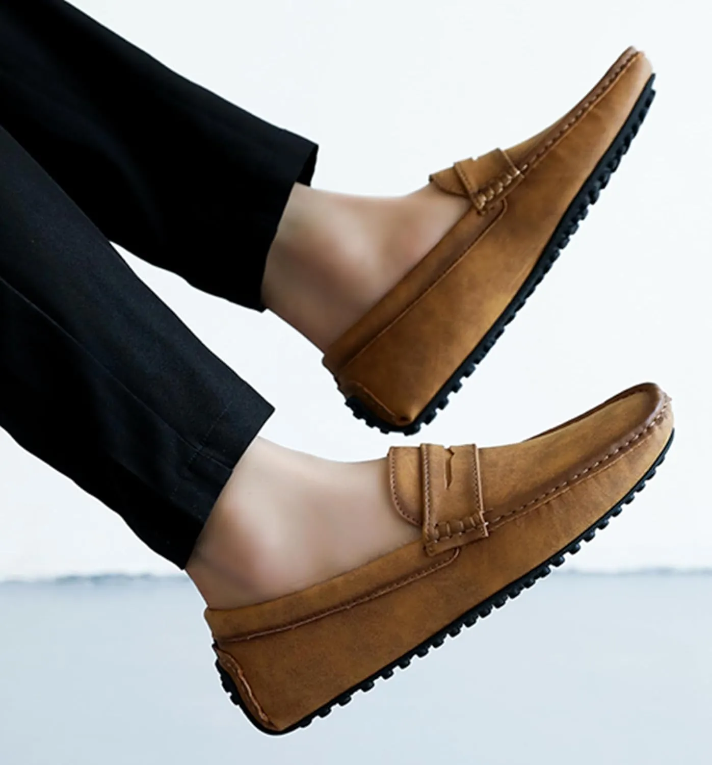 Minishion Boys Mens Casual Shoes Slip on Loafers Walking Driving Moccasins with Buckle YY001