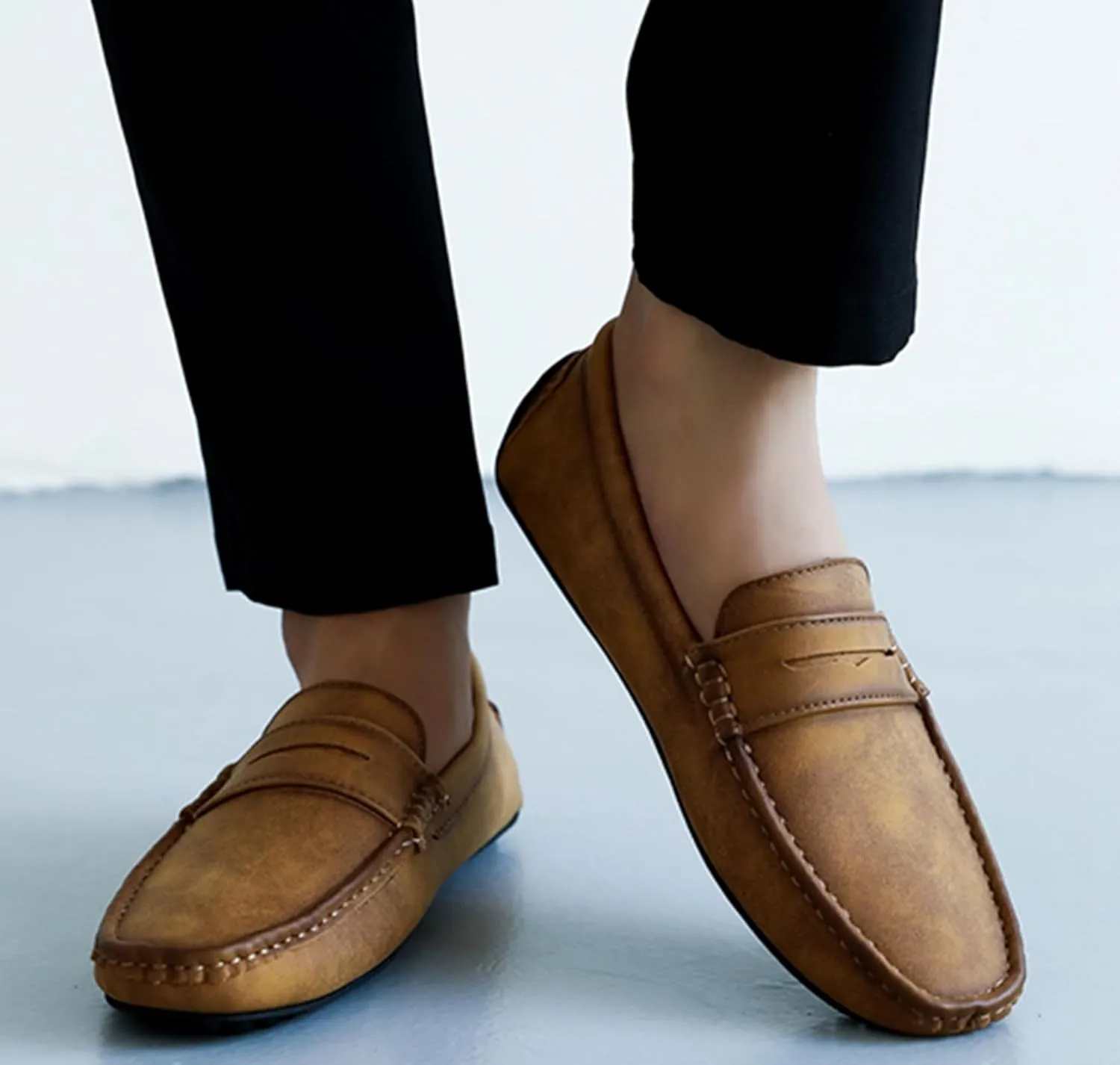 Minishion Boys Mens Casual Shoes Slip on Loafers Walking Driving Moccasins with Buckle YY001