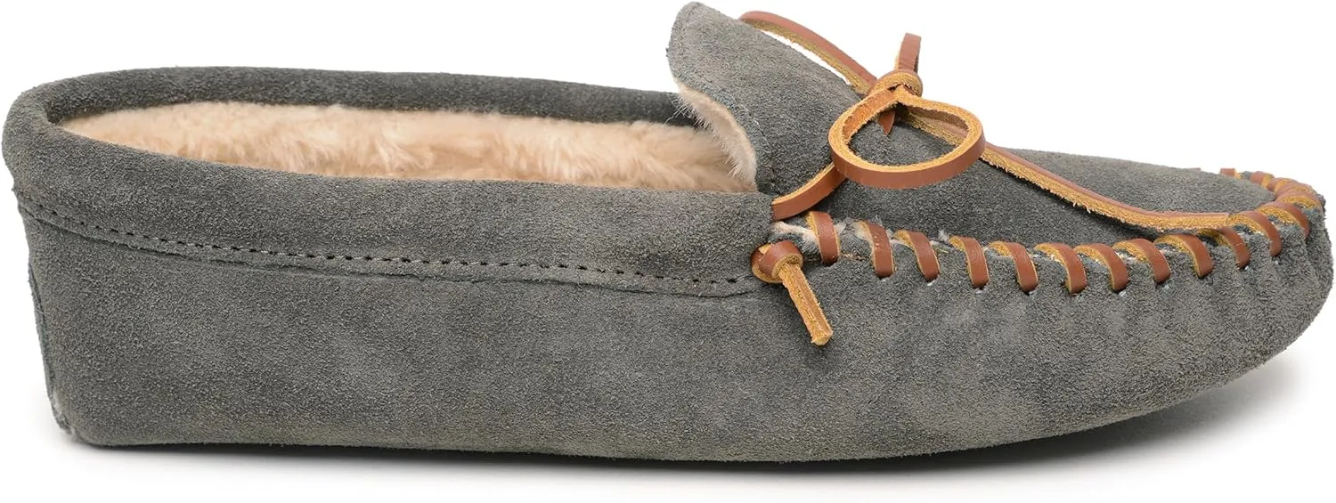 Minnetonka Men's Pile Lined Soft Leather Sole Slipper