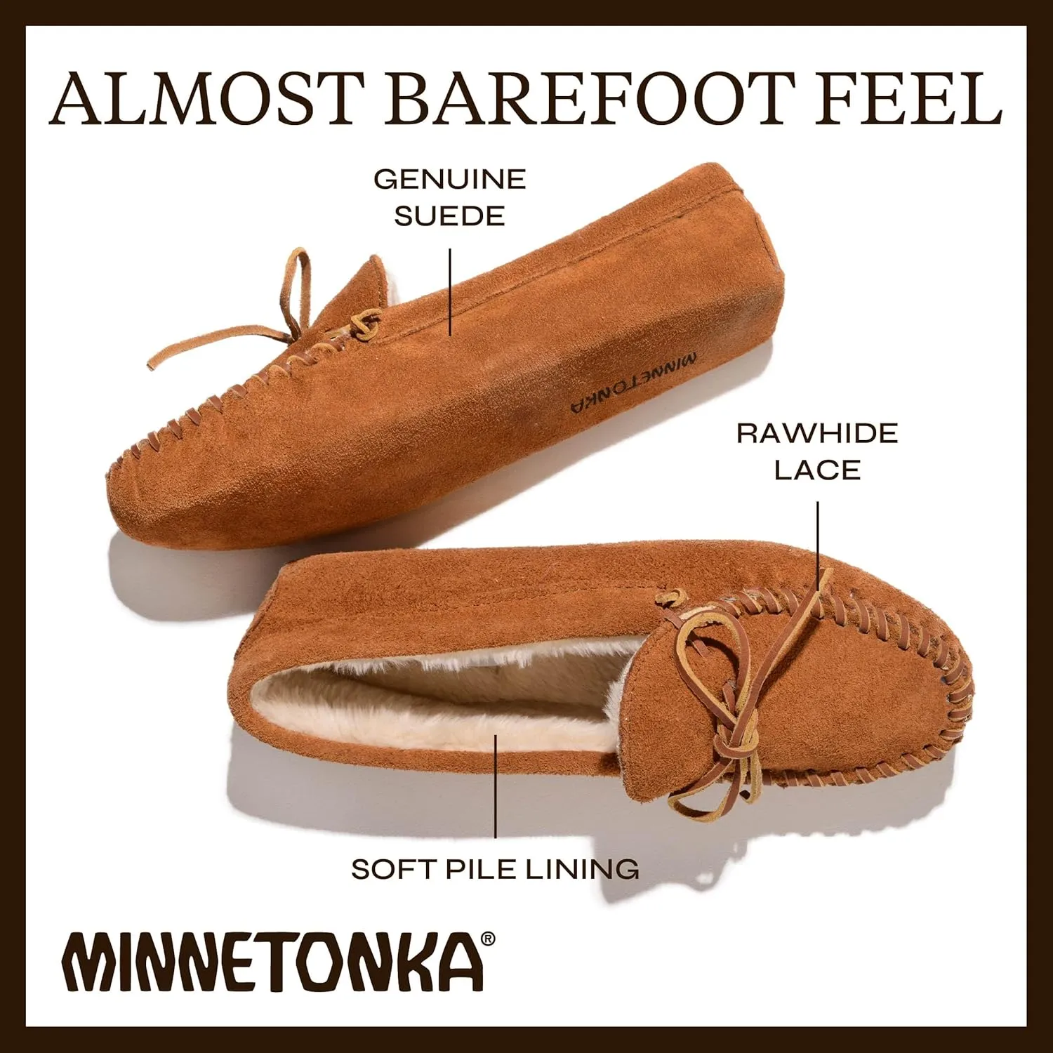 Minnetonka Men's Pile Lined Soft Leather Sole Slipper