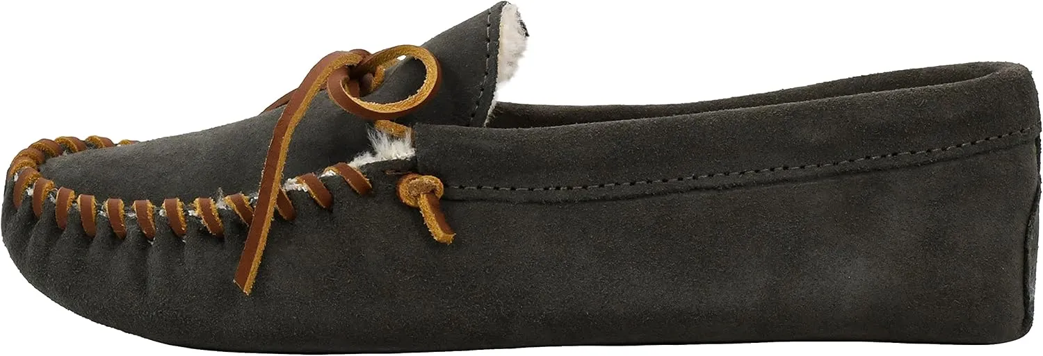 Minnetonka Men's Pile Lined Soft Leather Sole Slipper