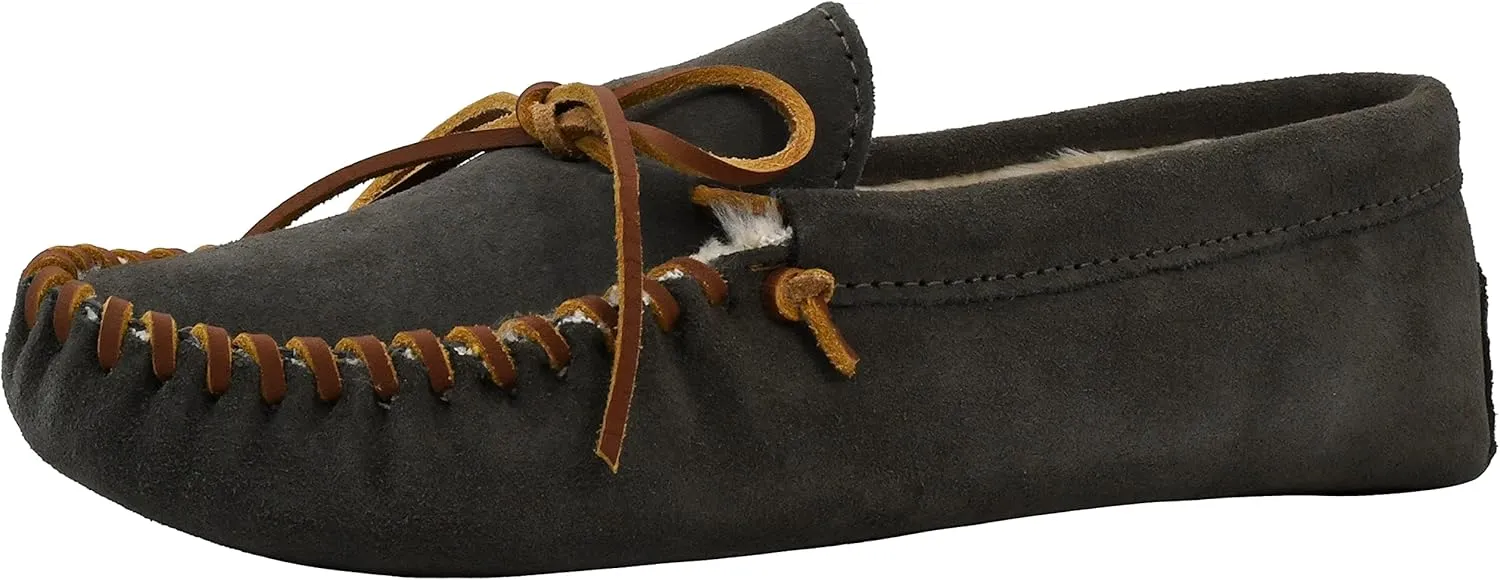 Minnetonka Men's Pile Lined Soft Leather Sole Slipper
