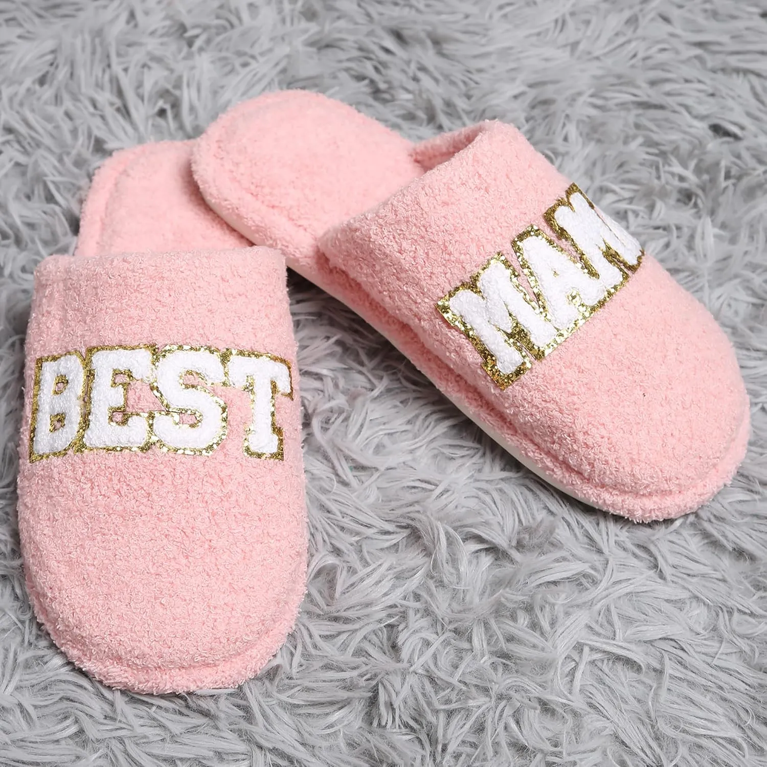 MIRMARU Women’s Animal Print Comfort Fluffy Fuzzy Slip-on House Slippers Open Toe Cross Band Indoor Outdoor Non-Slip Slippers for Women