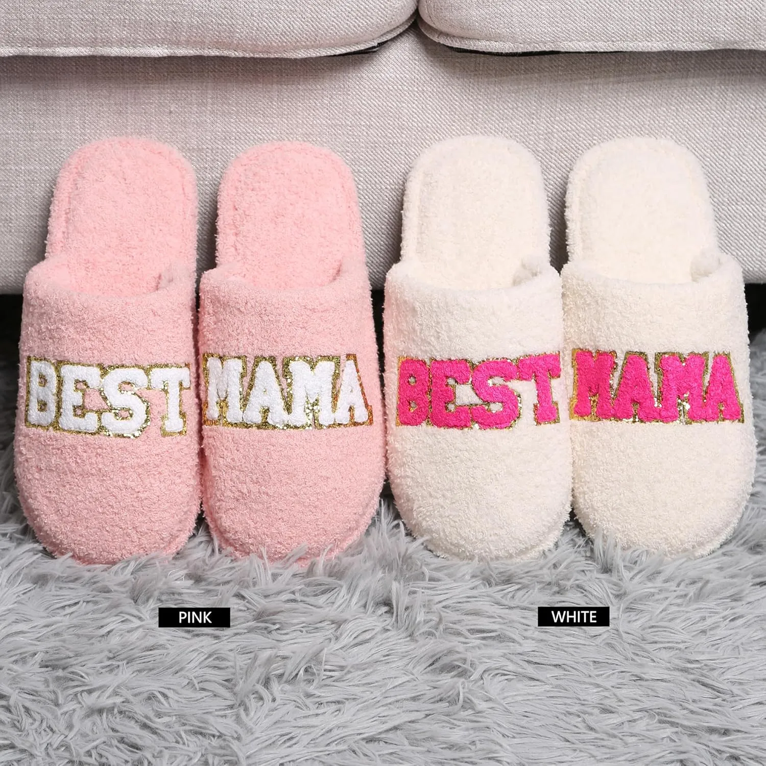 MIRMARU Women’s Animal Print Comfort Fluffy Fuzzy Slip-on House Slippers Open Toe Cross Band Indoor Outdoor Non-Slip Slippers for Women