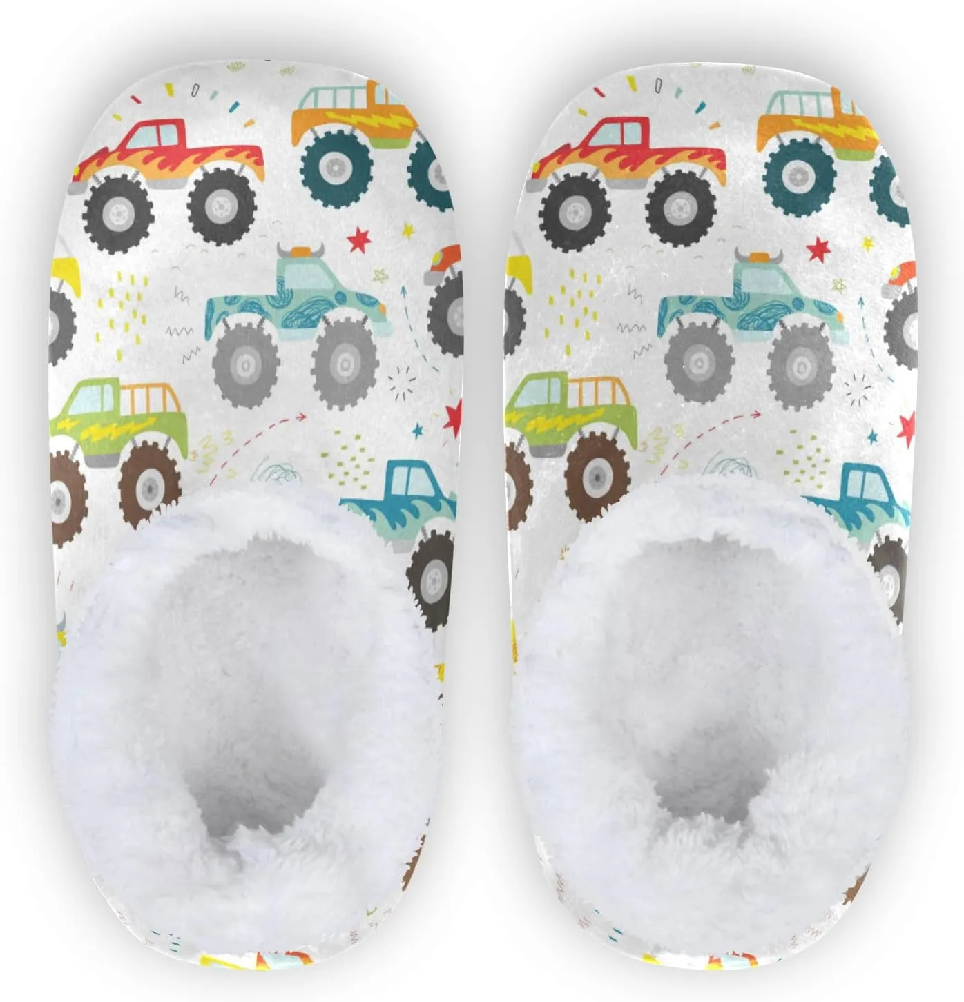 Monster Truck Stars Indoor House Slippers Spa Winter Slipper Home Slippers Soft Memory Foam Slipper Non Slip for Travel Hotel Bedroom Shoes M