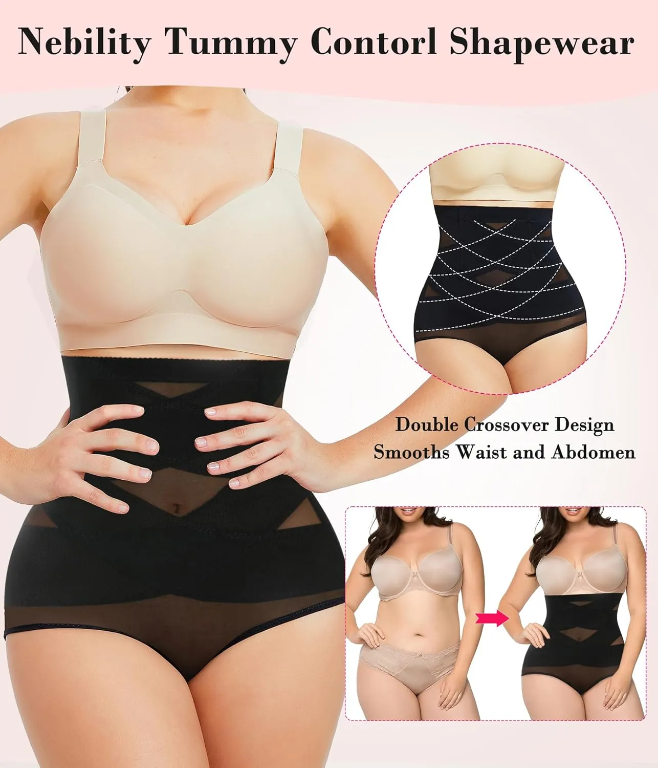 Nebility Womens' Tummy Control High Waist Trainer Body Shaper