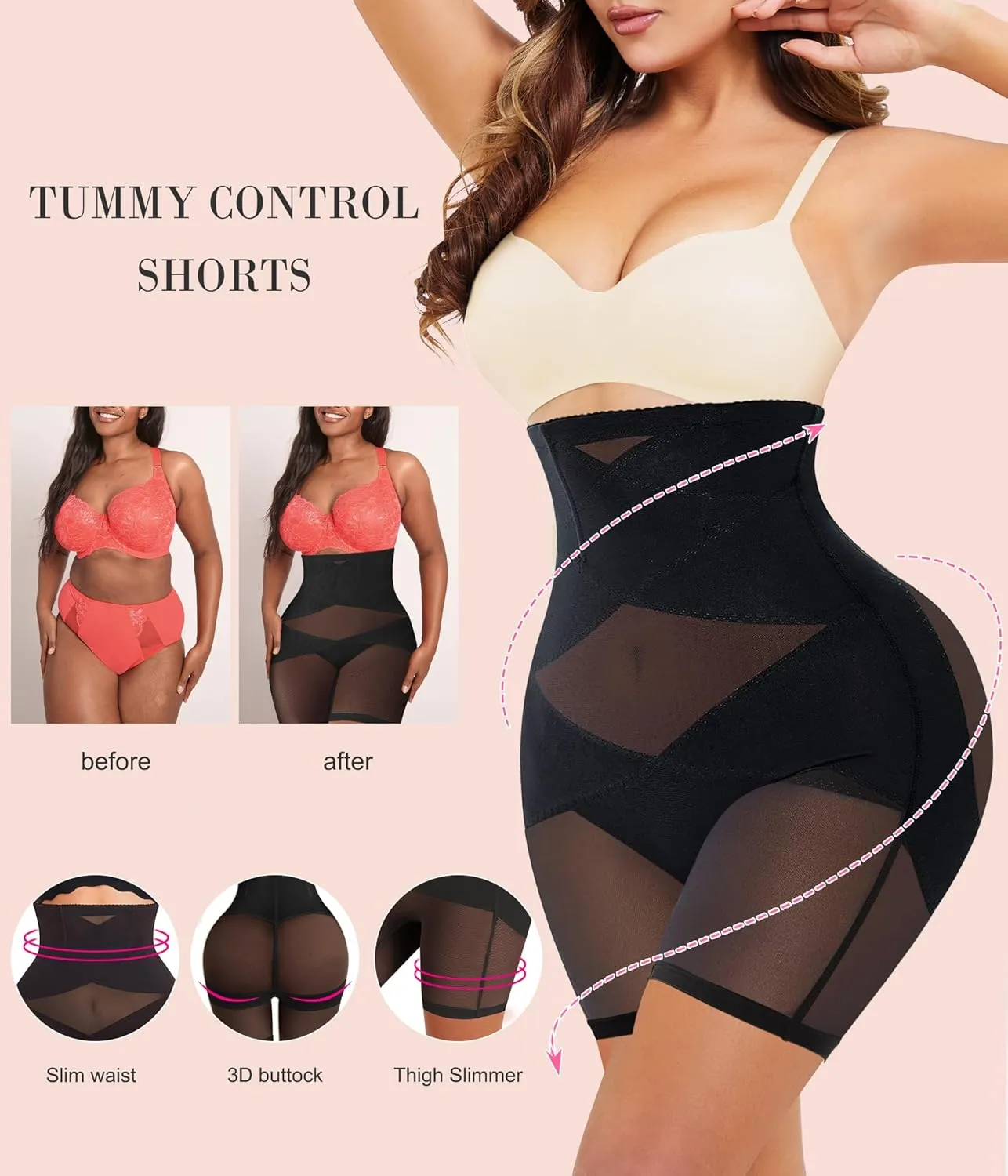 Nebility Womens' Tummy Control High Waist Trainer Body Shaper