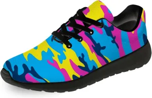Neon Camouflage Sneakers Mens Womens Trainer Running Shoes Colorful Camo Print Tennis Walking Shoes Gifts for Granddaughter,US Size 10 Women/8.5 Men